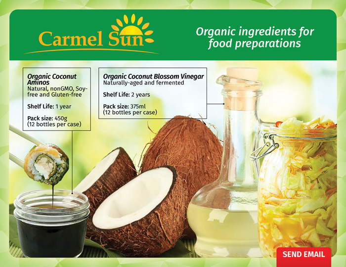 Carmel Sun Coconut Vinegar and Coconut Aminos